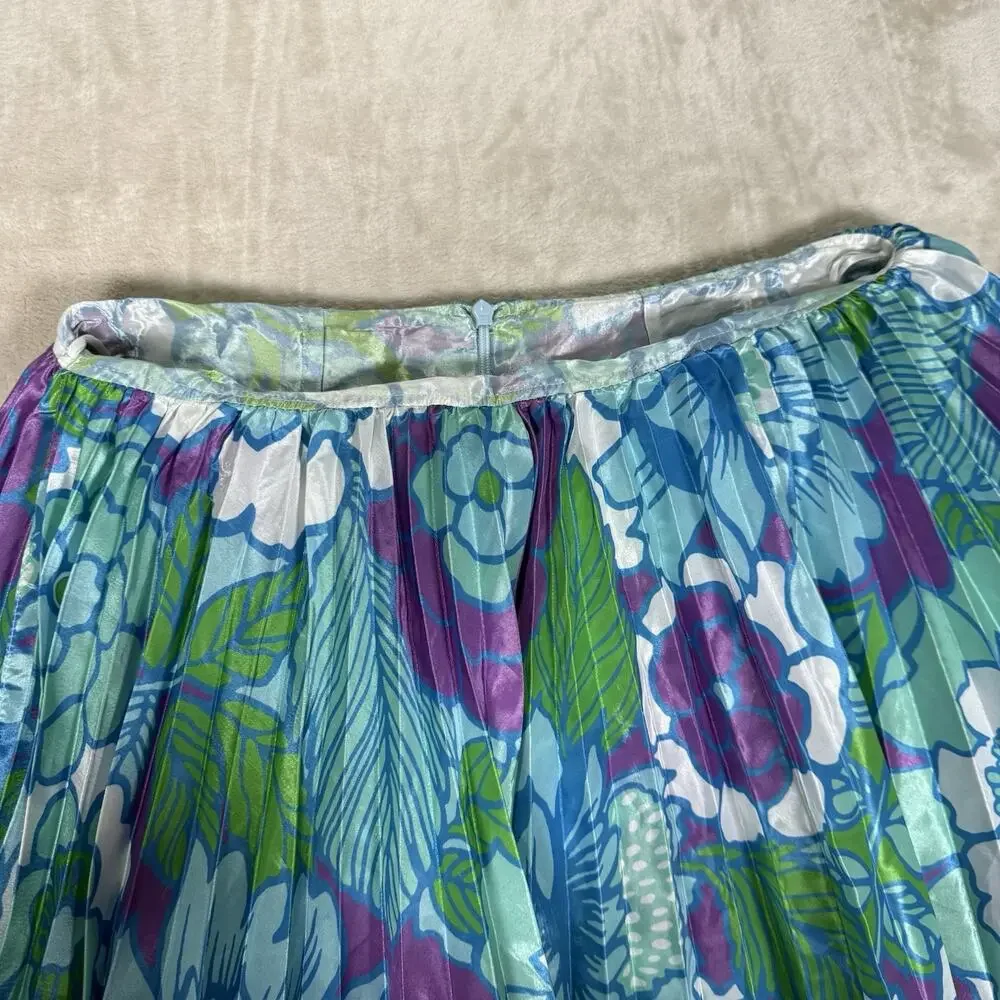 Richard Quinn Midi‎ Skirt Asymmetrical Floral Pleated Women's Size UK 8 US 4